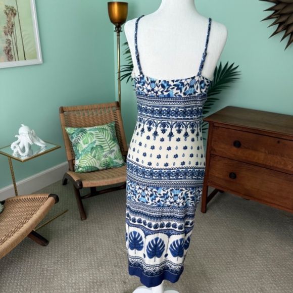 Anthropologie Farm Rio Blue Motif Tiled Slip Dress XS - Picture 7 of 13